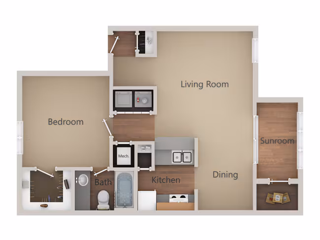 1 Bedroom 1 Bathroom - A3 1407 floor plan